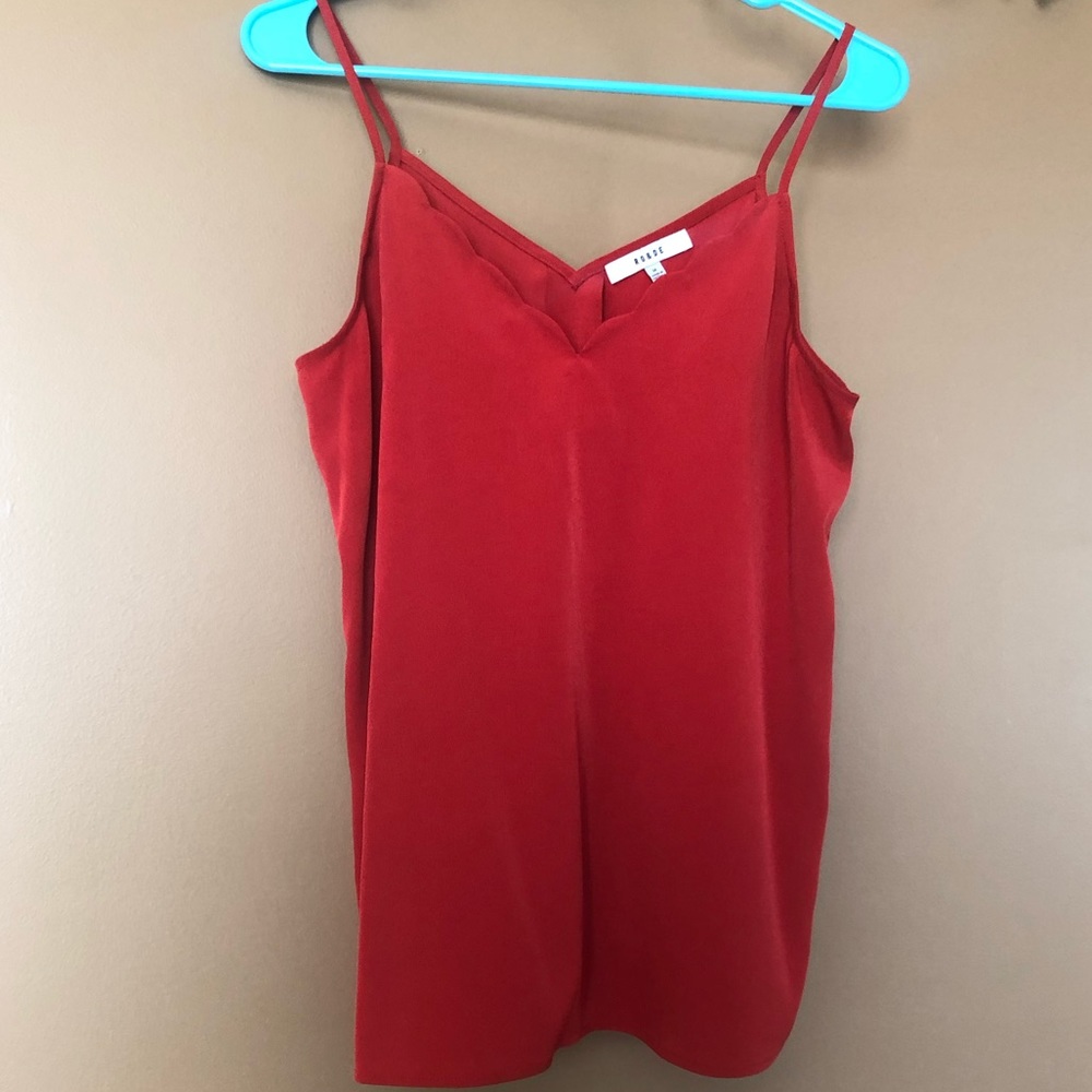 Red Scalloped Neck Top